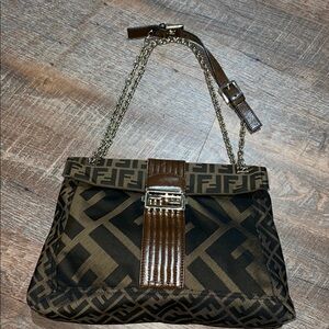 Fendi Zucca Maxi Baguette Flap Shoulder Bag